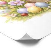 金色の花のイニシャルFのハリネズミのベビーギフト ポスター (角)