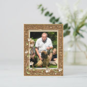 金色の花の枠に写ったあなたの写真!- ポストカード (スタンド正面)