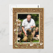 金色の花の枠に写ったあなたの写真!- ポストカード (正面/裏面)