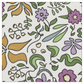 金色の花の植物画パターン ファブリック (クローズアップ)
