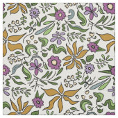 金色の花の植物画パターン ファブリック (見本)