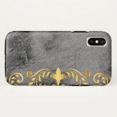 金色の花柄が入った黒大理石 Case-Mate iPhoneケース (裏面(横))
