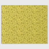 金色の花柄の包装紙 ラッピングペーパー (フラット)