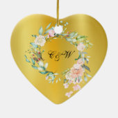 金色の華やかなモノグラム 50回目の結婚記念日 セラミックオーナメント (裏面)