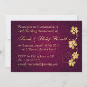 金色の葉とハートの24周年結婚記念日 招待状 (裏面)