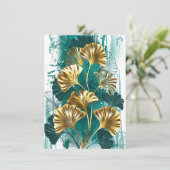 金色の葉の付いた枝 イチョウ カード (スタンド正面)