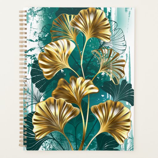 金色の葉の付いた枝 イチョウ プランナー手帳 (正面)