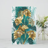 金色の葉の付いた枝 イチョウ 便箋 (スタンド正面)