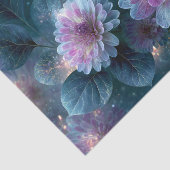 金色の葉脈のある薄暮の花のデコパージュ 薄葉紙 (詳細)