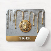 金色の虎の顔のメタルドリップデザイン 🐯 マウスパッド (マウス)