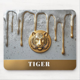 金色の虎の顔のメタルドリップデザイン 🐯 マウスパッド