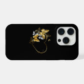 金色の蝶が舞うハート iPhoneケース (裏面横)