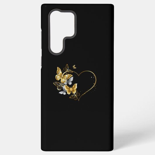 金色の蝶が舞うハート SAMSUNG GALAXYケース (裏面)