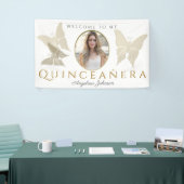 金色の蝶のフォトウェルカム quinceanera 横断幕 (トレードショー)