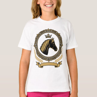 金色の装飾が施されたロイヤルホースの紋章 Tシャツ