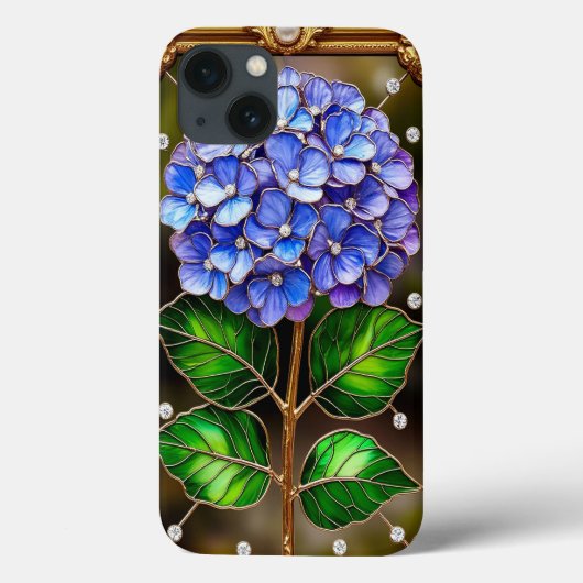 金色の装飾フレームに飾られた青いアジサイ Case-Mate iPhoneケース (裏面)