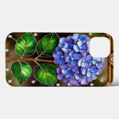 金色の装飾フレームに飾られた青いアジサイ Case-Mate iPhoneケース (裏面 (横))