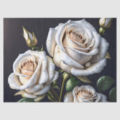 金色の詳細を持つゴージャスな白いバラ 薄葉紙 (正面)