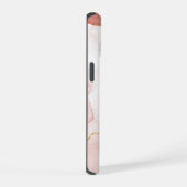 金色の赤い水色の大理石パターン iPhone 15ケース (右側面)