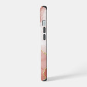 金色の赤い水色の大理石パターン iPhone 15ケース (左側面)
