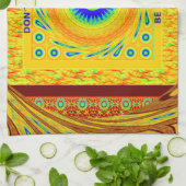 金色の赤アフリカ伝統的色 キッチンタオル (折り畳み)