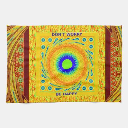 金色の赤アフリカ伝統的色 キッチンタオル (横)