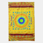 金色の赤アフリカ伝統的色 キッチンタオル (縦)