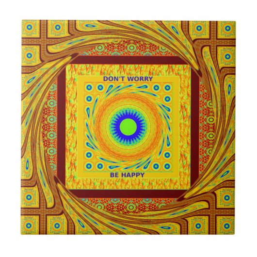 金色の赤アフリカ伝統的色 タイル (正面)