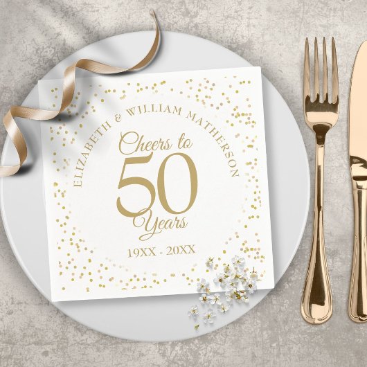 金色の輝き 50年 結婚記念日 お祝い スタンダードカクテルナプキン