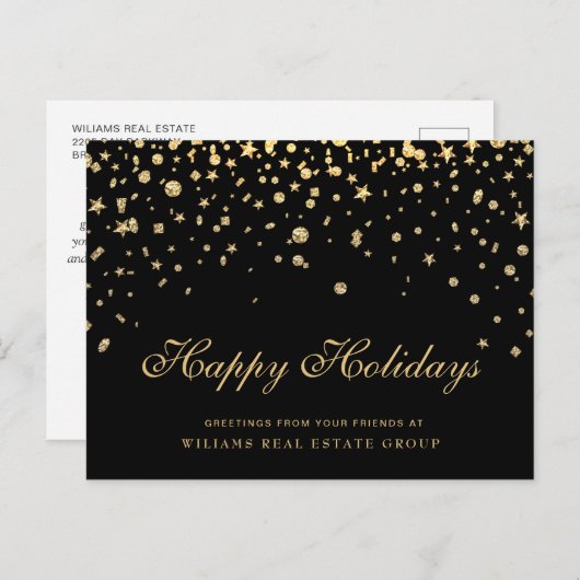 金色の輝くクリスマスの星のグリーティ企業のング ポストカード (正面/裏面)