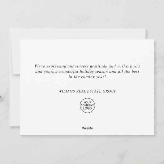 金色の輝くクリスマスツリーのグリーティ企業のング シーズンカード (裏面)