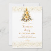 金色の輝くクリスマスツリー シーズンカード (正面)