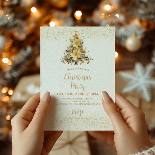 金色の輝くクリスマスツリー シーズンカード