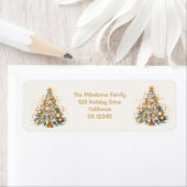 金色の輝くクリスマスツリー ラベル (インサイチュ)