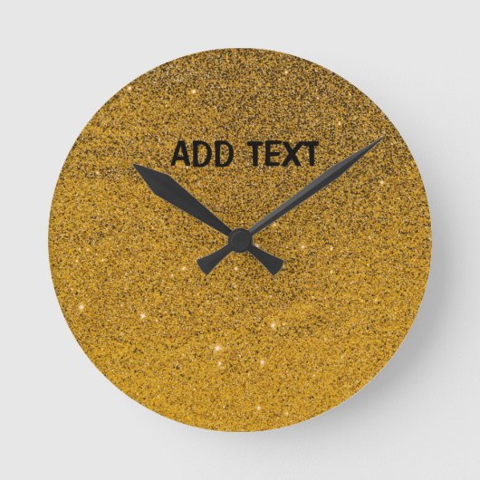 金色の輝く詳細 ラウンド壁時計 (正面)