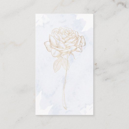 金色の金ゴールドバラのダストブルーの水色 エンクロージャーカード (裏面)