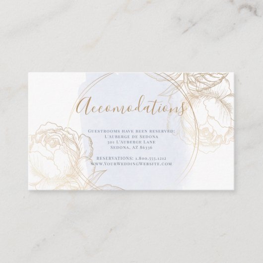 金色の金ゴールドバラのダストブルーの水色 エンクロージャーカード (正面)