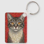 金色の金継ぎマークが入った猫の顔のアップ 🖤 キーホルダー (裏面)