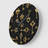 金色の鍵 ラージ壁時計 (傾斜)