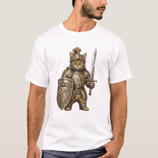 金色の鎧をまとったロイヤルキャットナイト Tシャツ