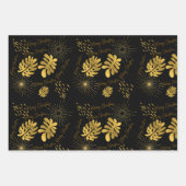 金色の青、緑、バーガンディ ラッピングペーパーシート (正面2)