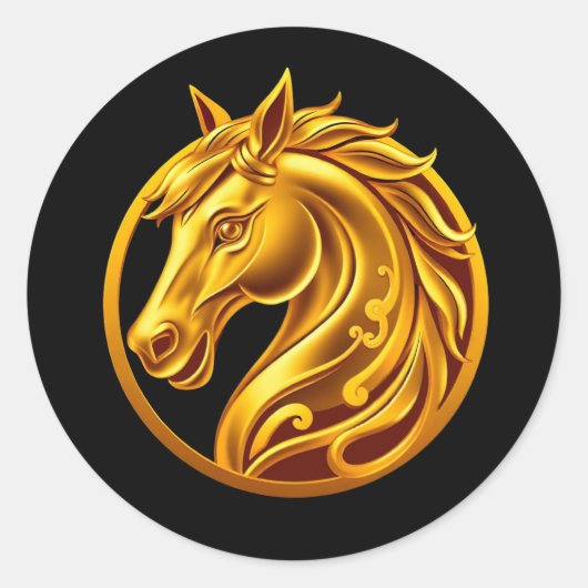 金色の馬 ラウンドシール (正面)