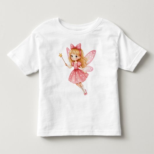 金色の髪の小さなピンクの妖精 トドラーTシャツ (正面)