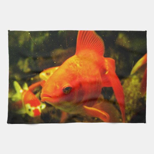 金色の魚 キッチンタオル (横)