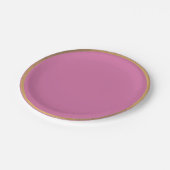 金色の鮮やか縁を持つピンク色の背景 ペーパープレート (アングル)