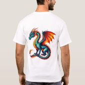 金色の鱗を持つ雄偉なドラゴン Tシャツ (裏面)