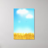 金色の麦畑 青空 油絵 夏 キャンバスプリント (正面)
