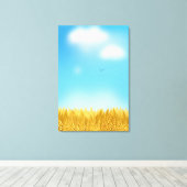 金色の麦畑 青空 油絵 夏 キャンバスプリント (インサイチュ (ウッドフロア))