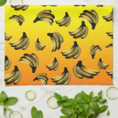 金色の黄色いバナナの柄 キッチンタオル (折り畳み)