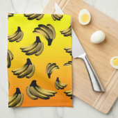 金色の黄色いバナナの柄 キッチンタオル (四つ折り)
